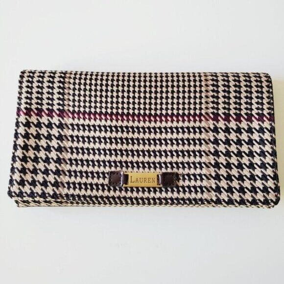 Vintage 1970s Lauren By Ralph Lauren Women's Trifold Textile Houndstooth - Picture 10 of 16